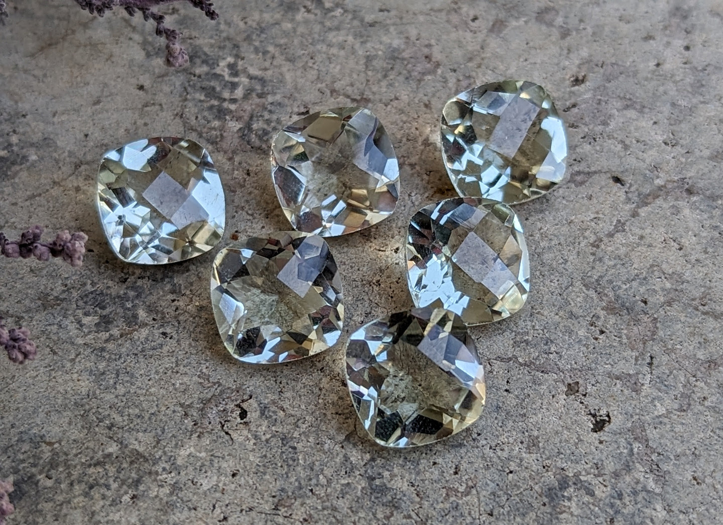 Prasiolite (Green Amethyst) Rose Cut Cushion Facets - 10mm