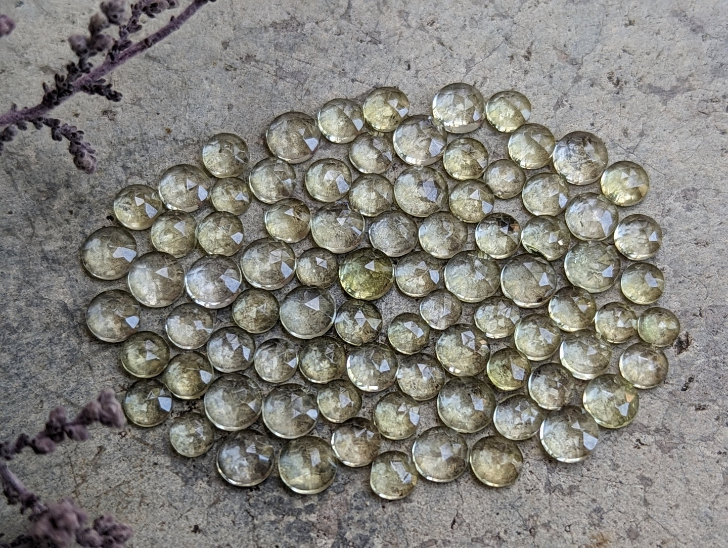 Lemon Quartz Round Rose Cut Cabochons - 3mm to 4mm