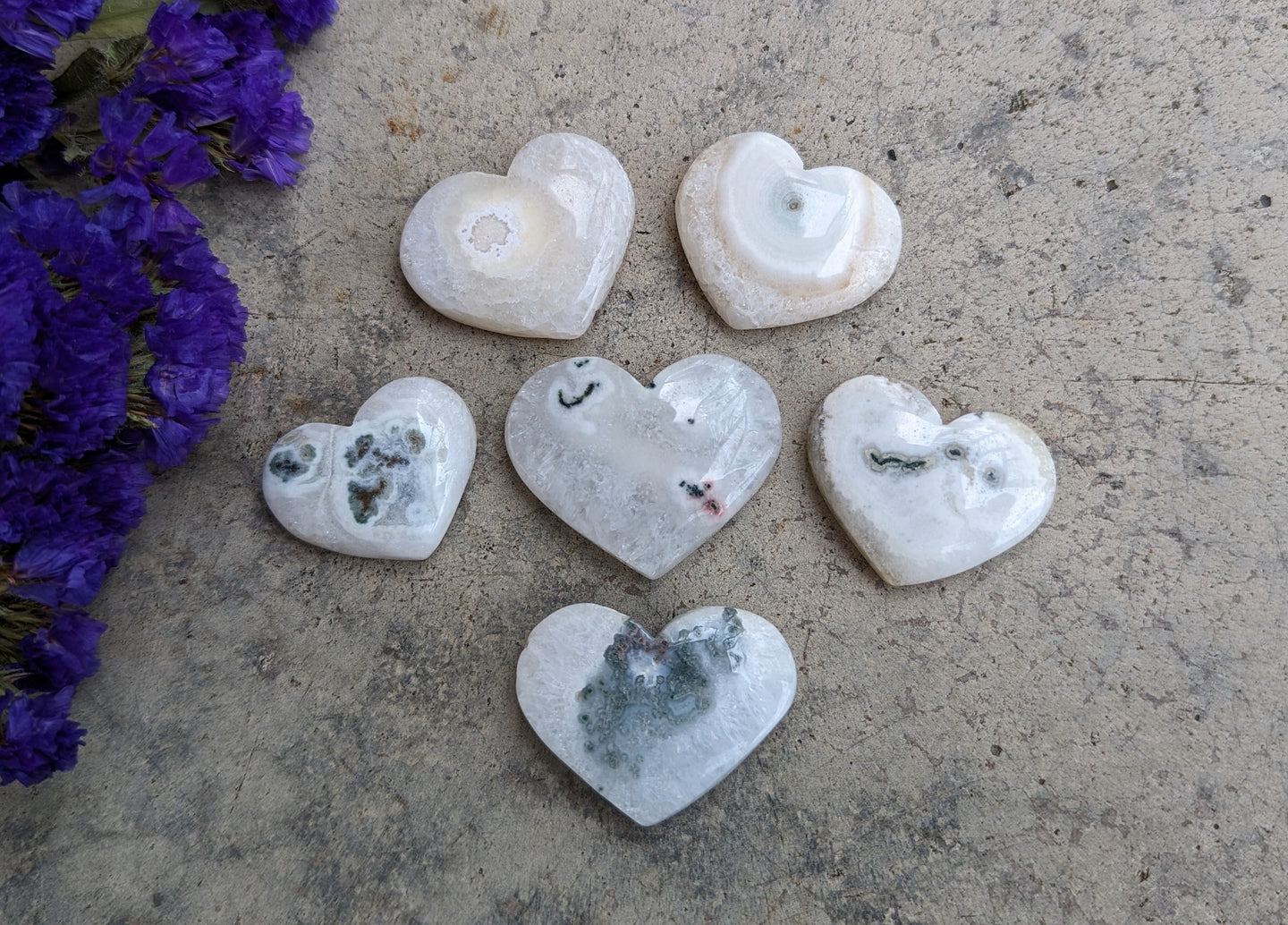 Solar Quartz Heart Cabochons