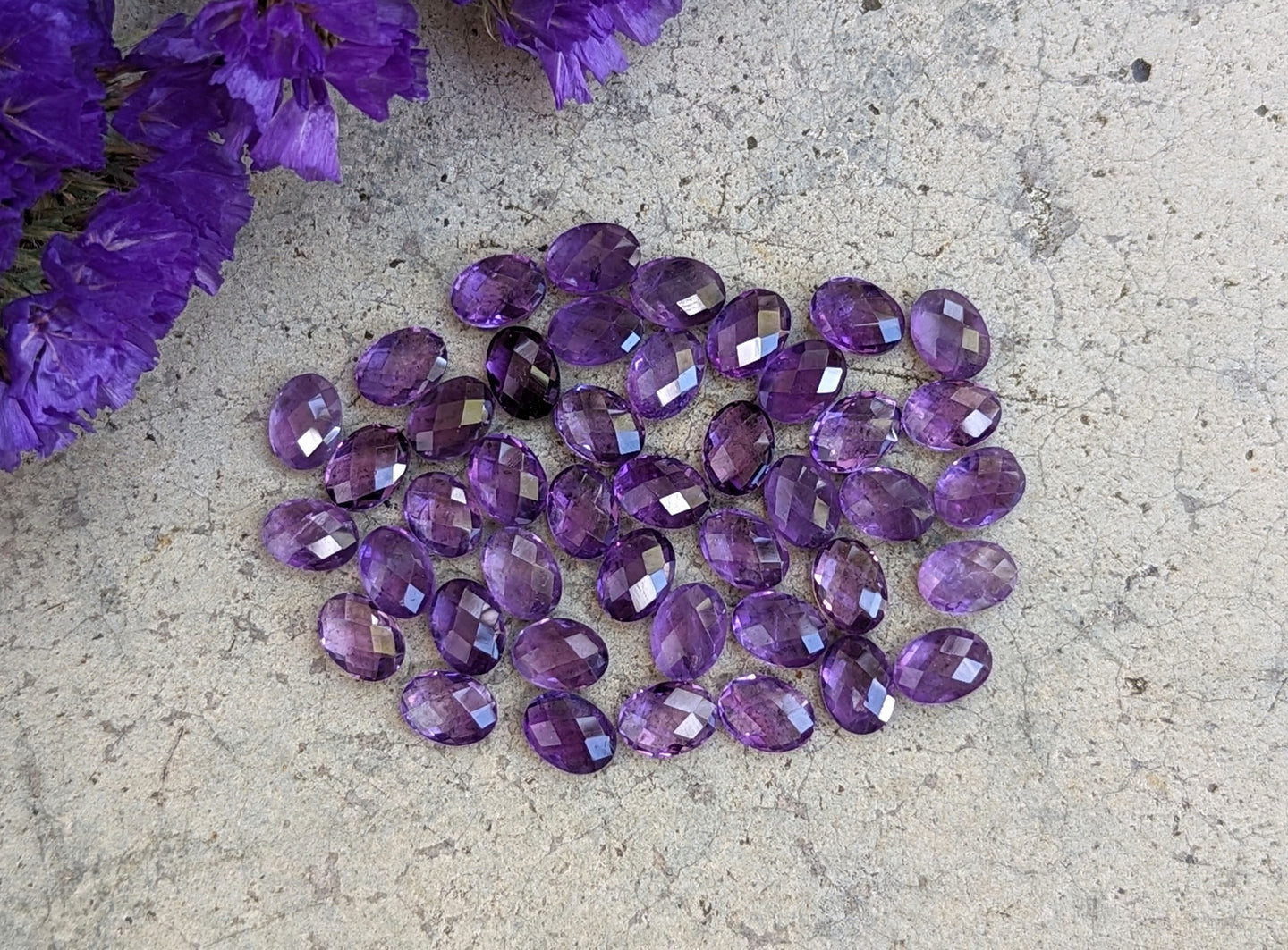 Amethyst Oval Rose Cuts - 5x7mm