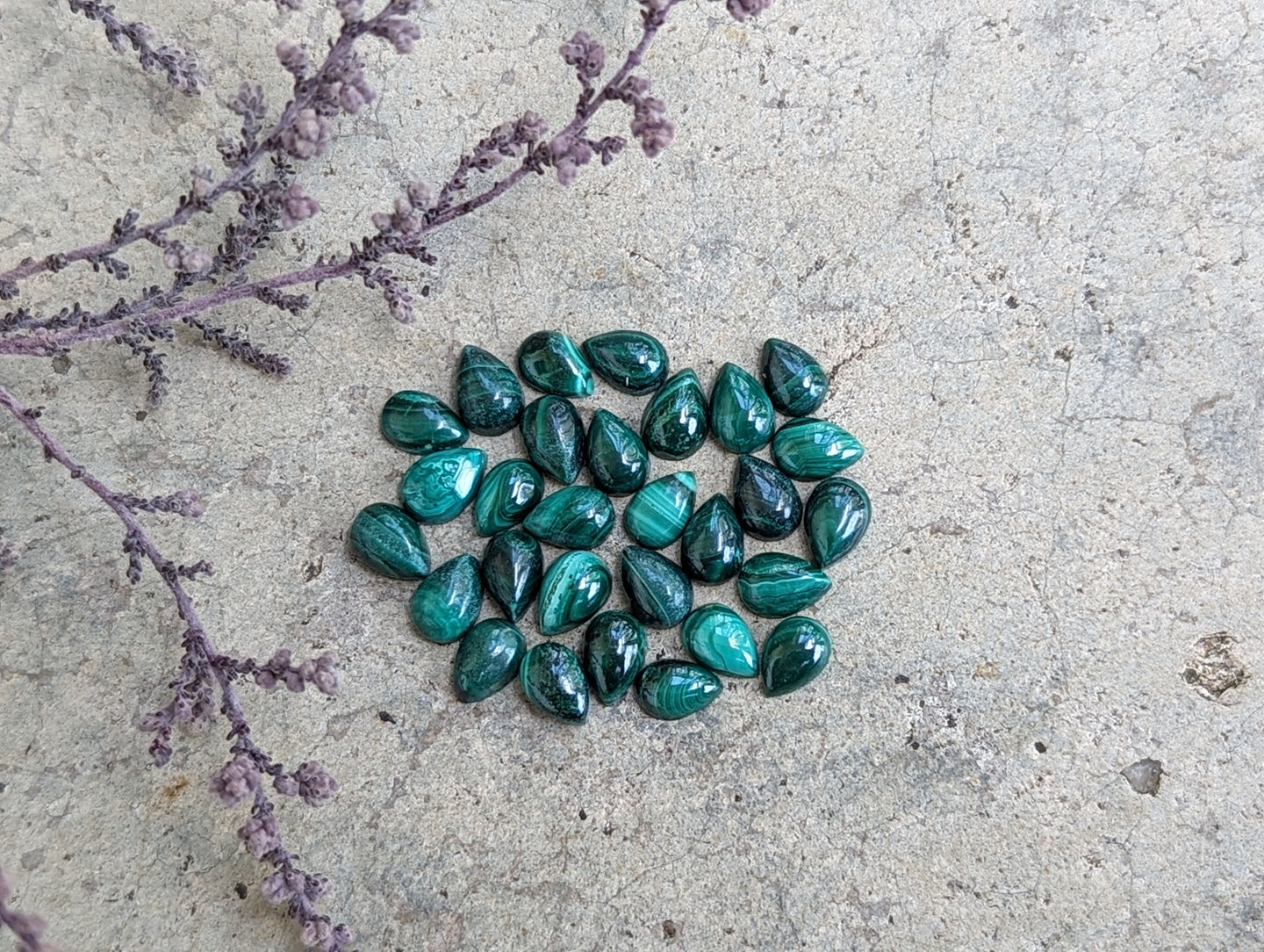 Malachite Teardrop Cabochons - 4x6mm