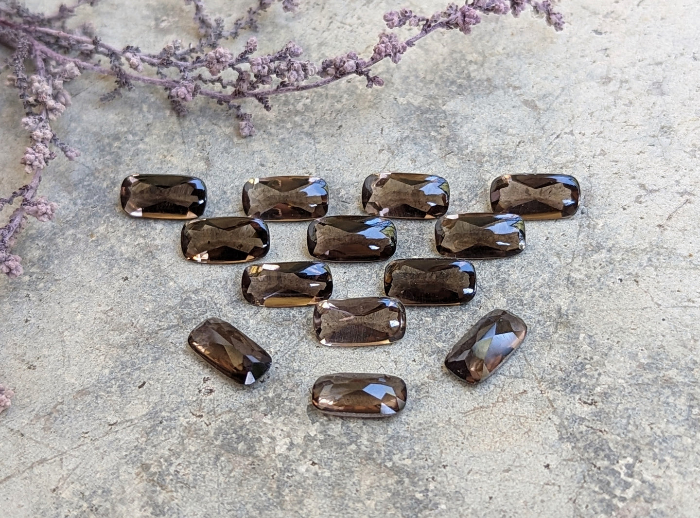 Smoky Quartz Domed Baguette Rectangle Facets - 5x10mm