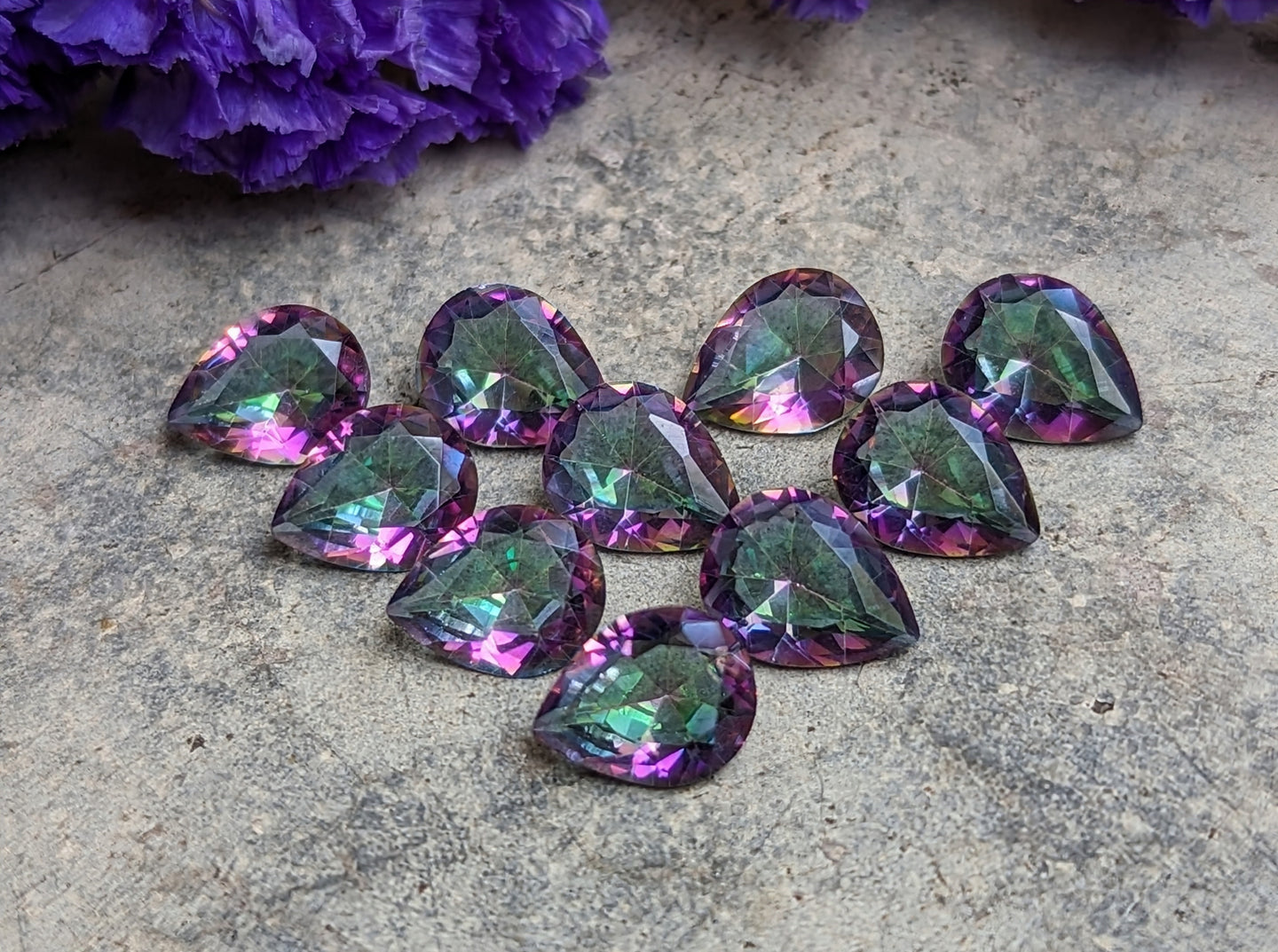 Mystic Quartz Teardrop Facets - 10x14mm