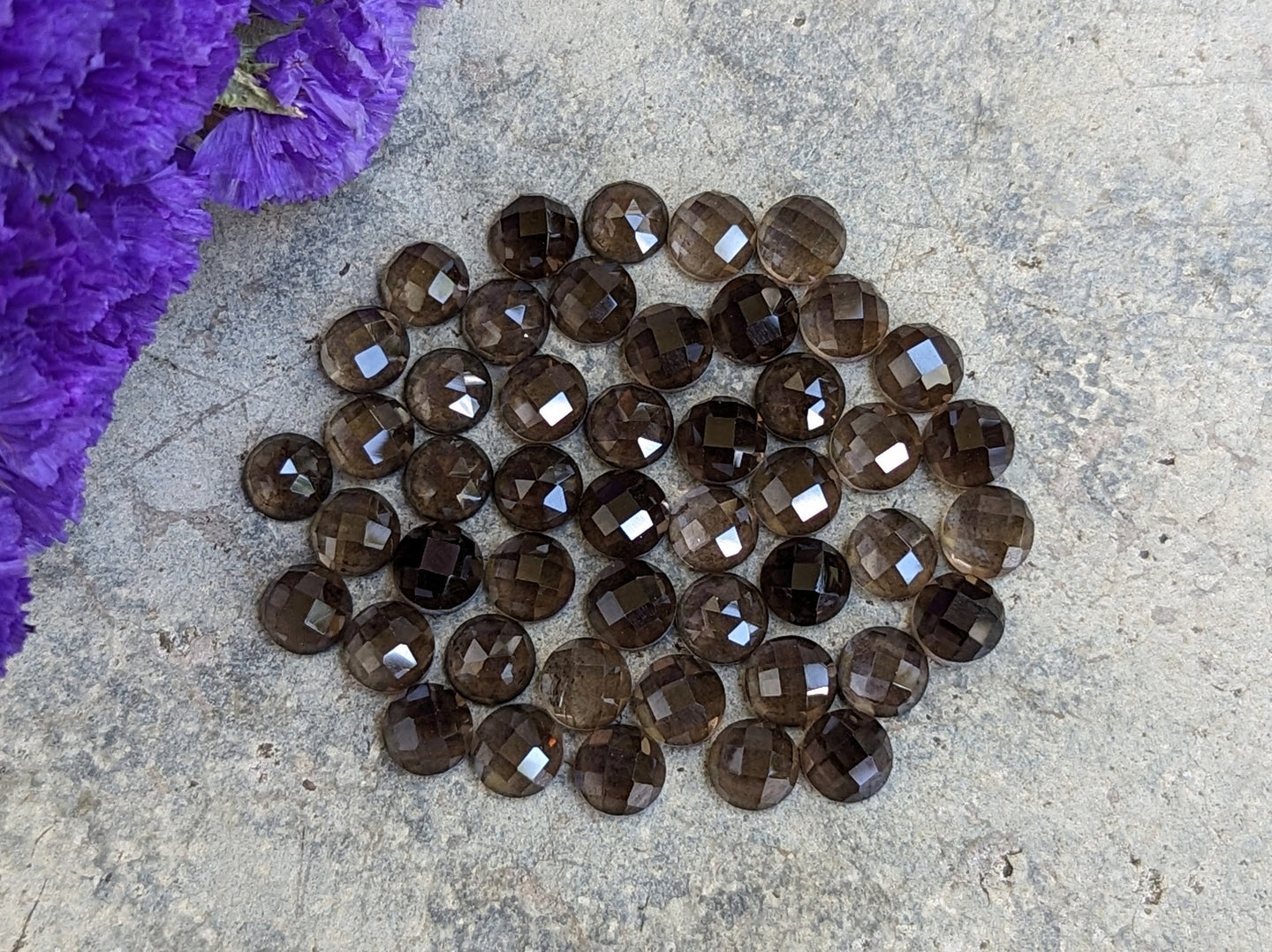 Smoky Quartz Rose Cut Round Cabochons - 6mm