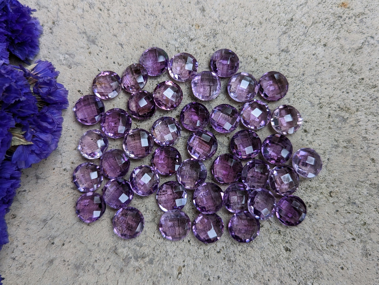 Amethyst Round Rose Cuts - 9mm