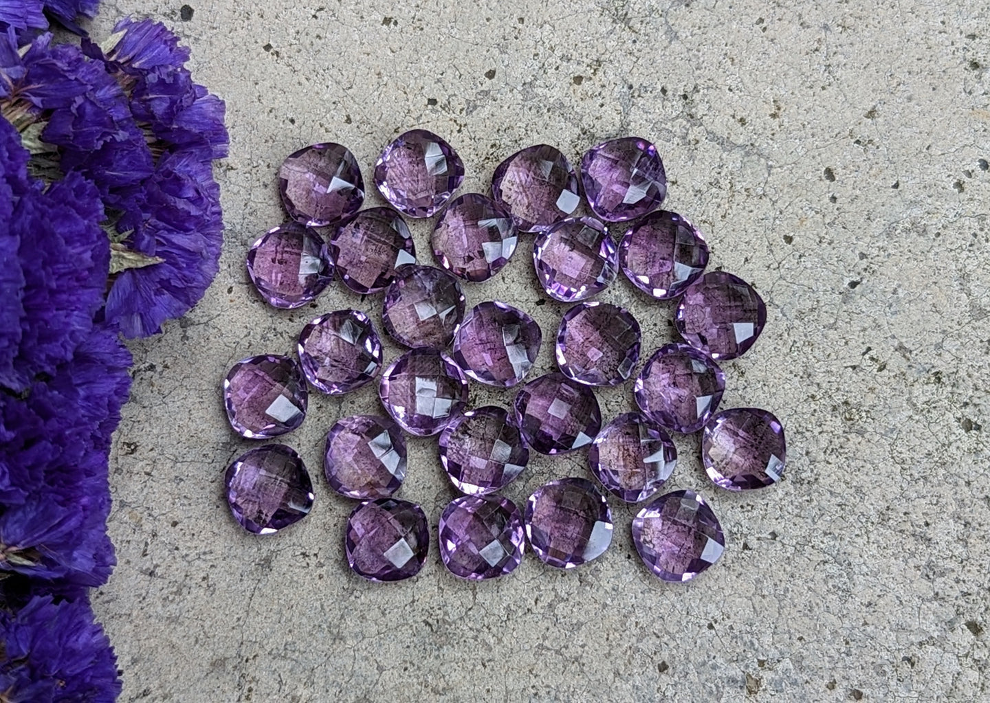 Amethyst Cushion (Square) Rose Cuts - 8mm