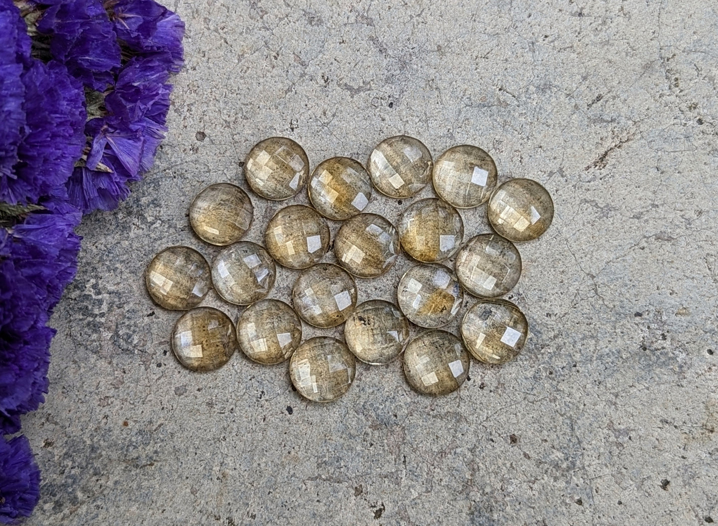 Citrine Rose Cut Round Cabochons - 8mm