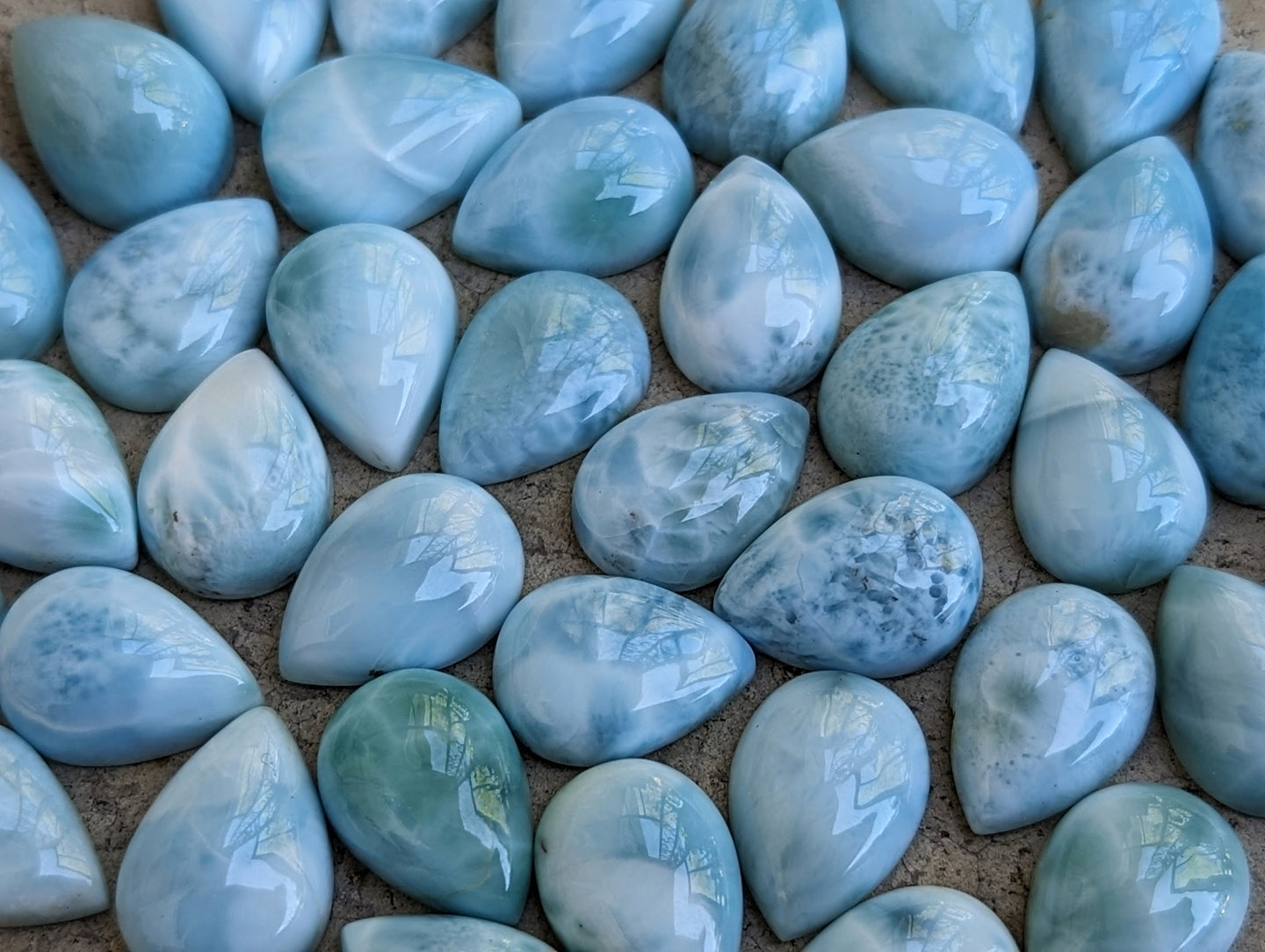 Larimar Teardrop Cabochons - 10x14mm