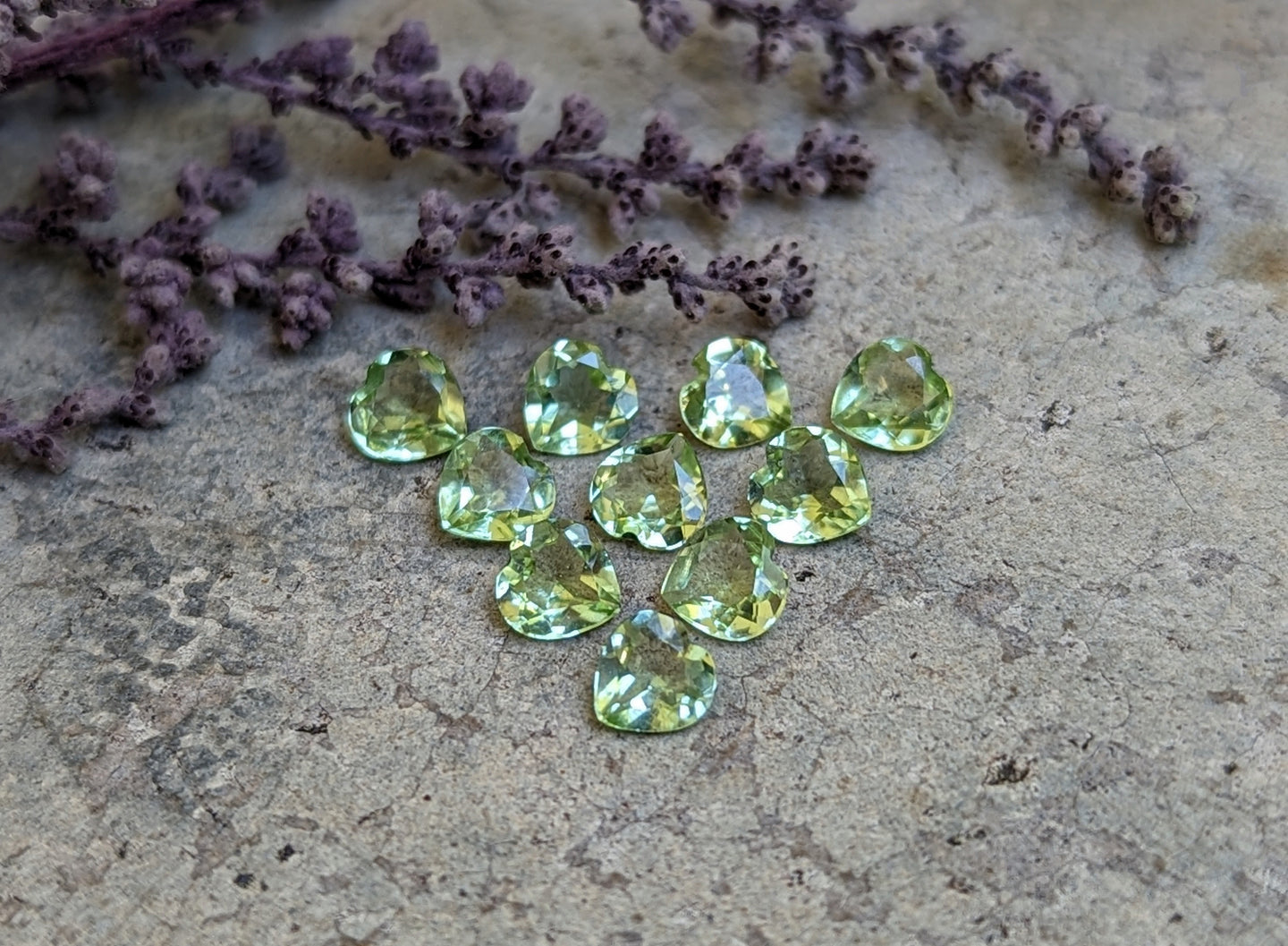 Peridot Heart Facets - 4.5mm