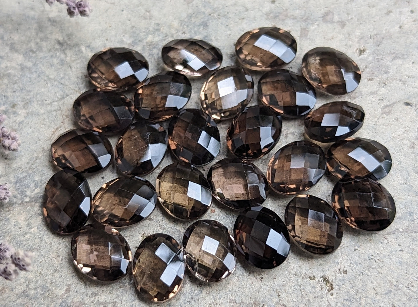 Smoky Quartz Oval Rose Cuts - 7x9mm