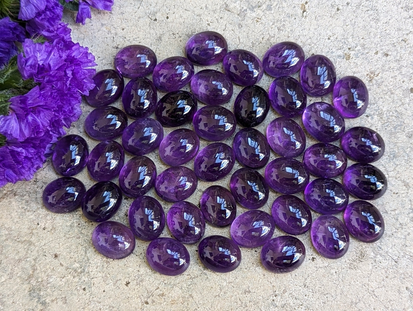 Amethyst Oval Cabochons - 9x11mm