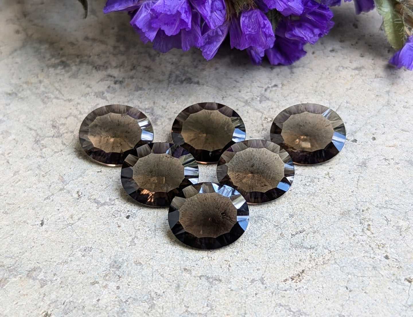 Smoky Quartz Fancy Scalloped Edge Oval Facets - 10x12mm