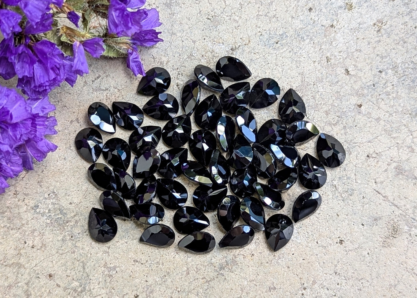 Black Spinel Teardrop Facets - 6x8mm