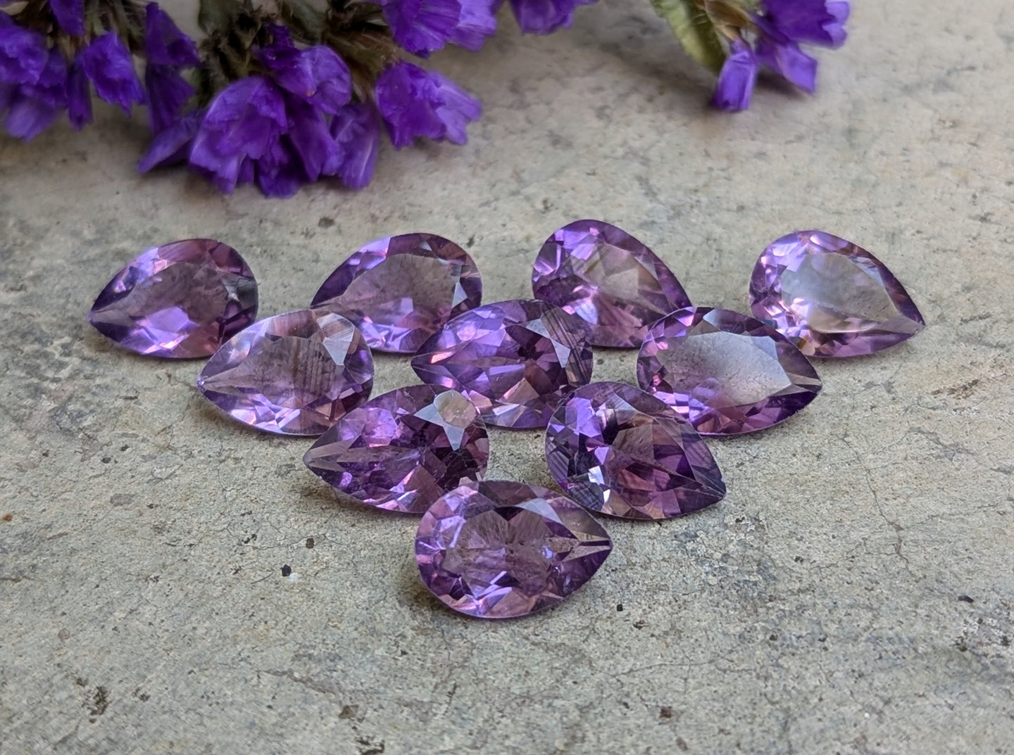 Amethyst Teardrop Facets - 9x13mm