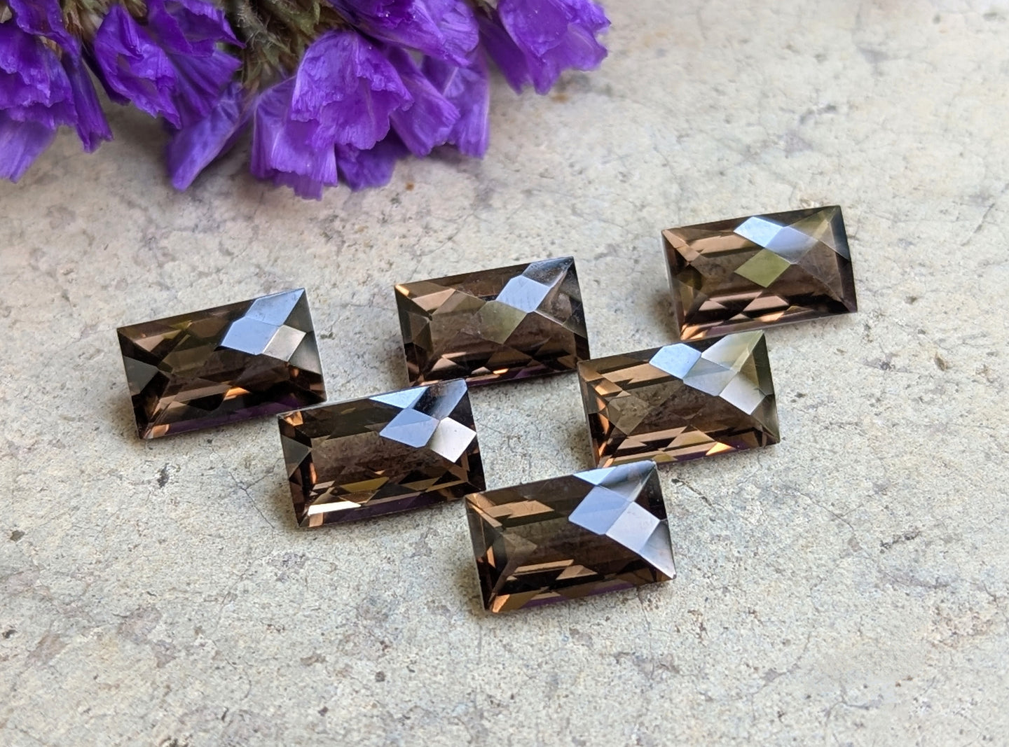 Smoky Quartz Baguette (Rectangle) Rose Cut Facets - 6x10mm