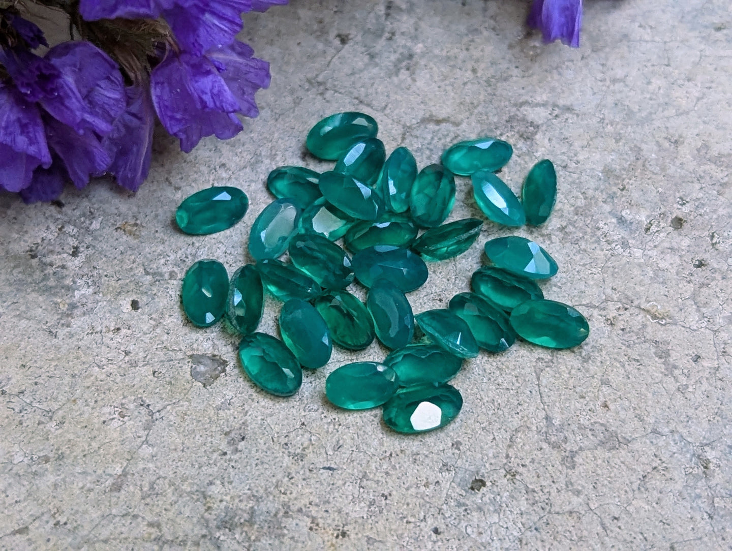 Green Onyx Oval Facets - 3x5mm