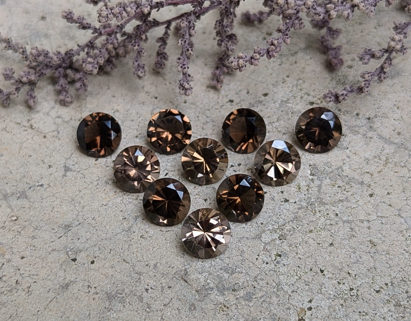 Smoky Quartz Brilliant Cut Round Facets - 8mm