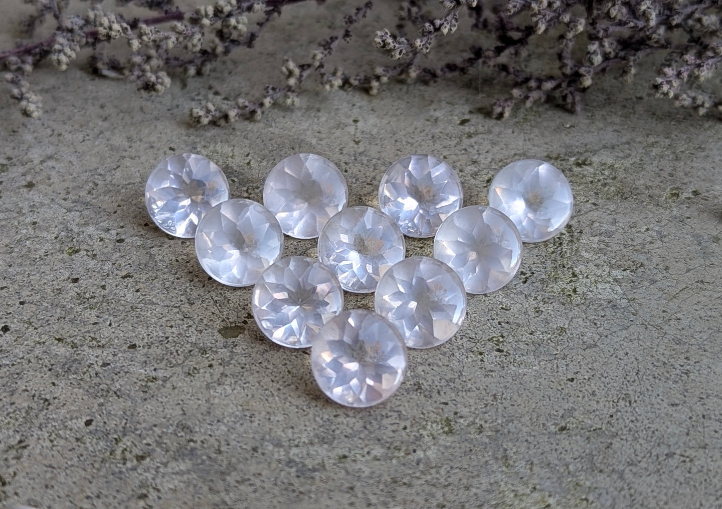 Rose Quartz Domed Round Facets - 12mm