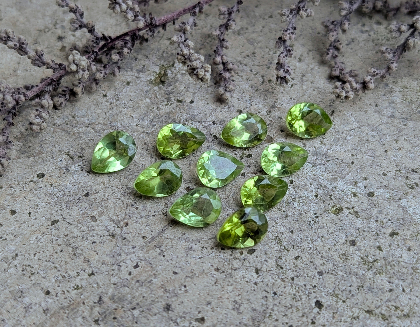 Peridot Teardrop Facets - 5x7mm