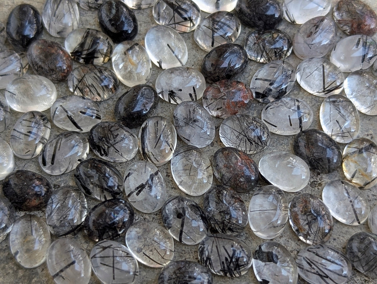 Tourmalinated Quartz Oval Cabochons - 6x8mm