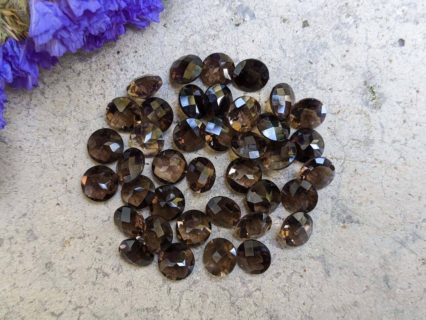 Smoky Quartz Rose Cut Round Facets - 7mm