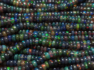 Black Ethiopian Welo Opal Rondelle Beads
