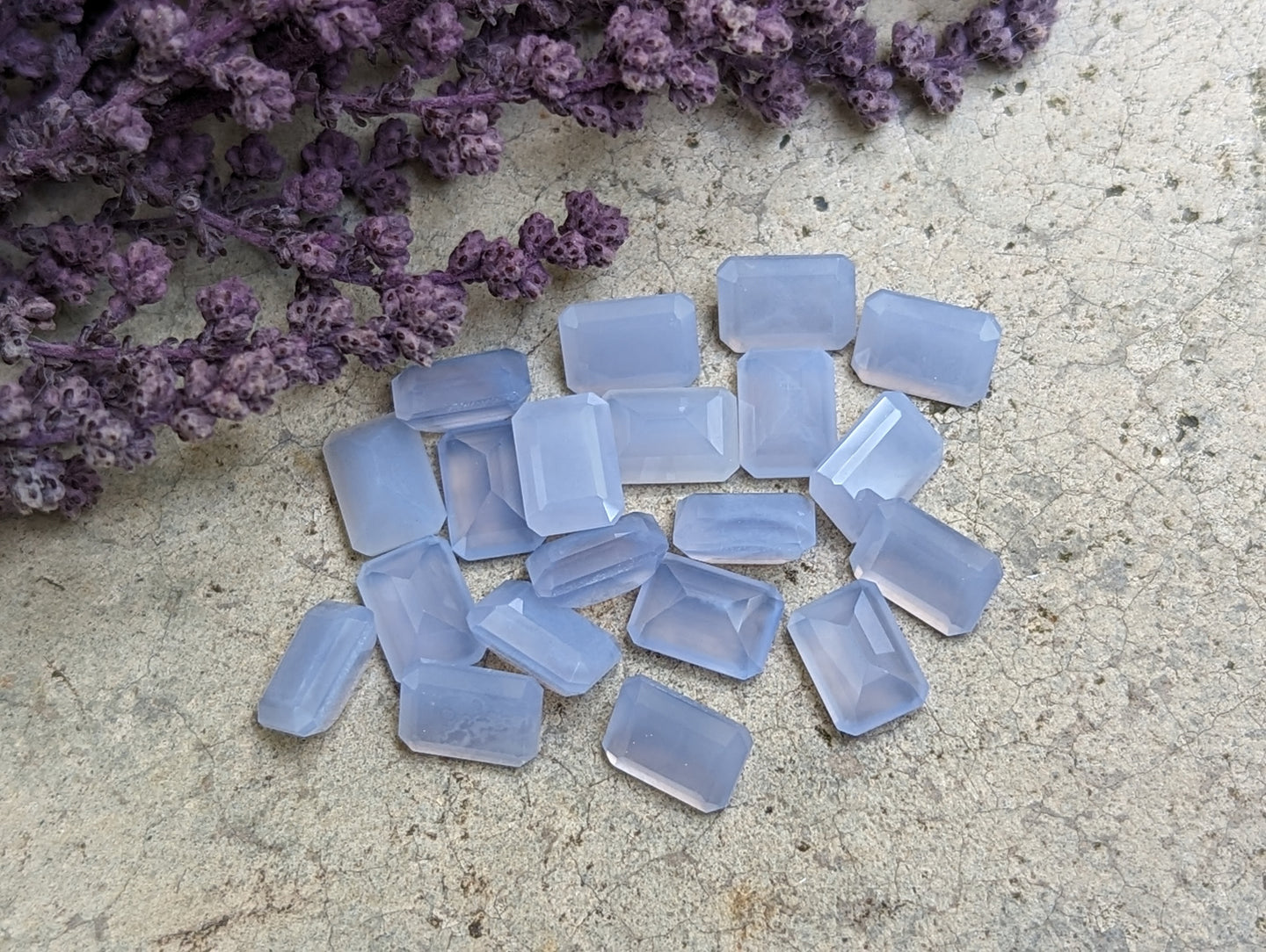 Blue Lace (Chalcedony) Rectangle Facets - 6x8mm