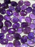 Amethyst Rose Cut Oval Cabochons - 7x9mm