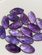 Amethyst Rose Cut Marquise Cabochons - 6x12mm