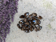Smoky Quartz Rose Cut Teardrop Facets - 7x10mm