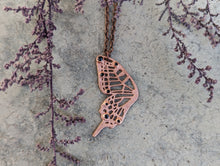 Load image into Gallery viewer, Black Spinel and Copper Butterfly Wing Pendant
