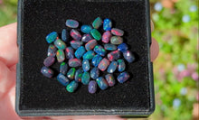 Load and play video in Gallery viewer, Black Ethiopian Welo Opal Rectangle Baguette Facets - 4x6mm
