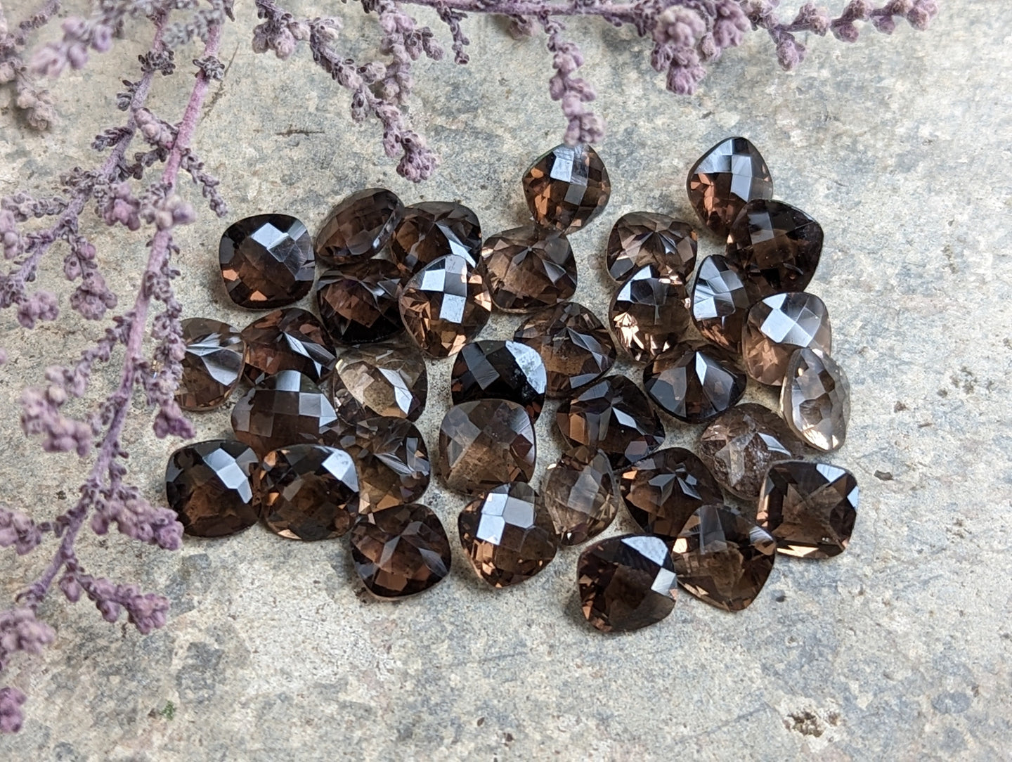 Smoky Quartz Rose Cut Cushion (Square) Facets - 7mm