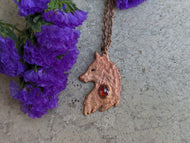 Handmade Garnet Wolf Silhouette Pendant