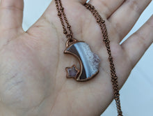 Load image into Gallery viewer, Amethyst and Agate Druzy Moon and Star Pendant
