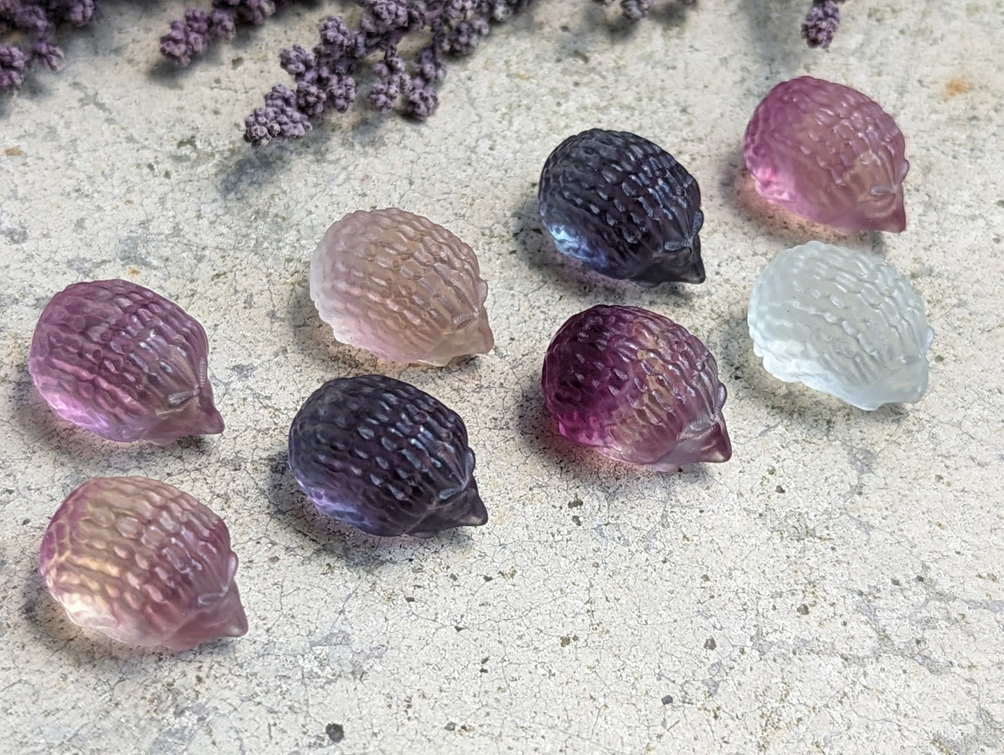 Fluorite Mini Carving - Hedgehog