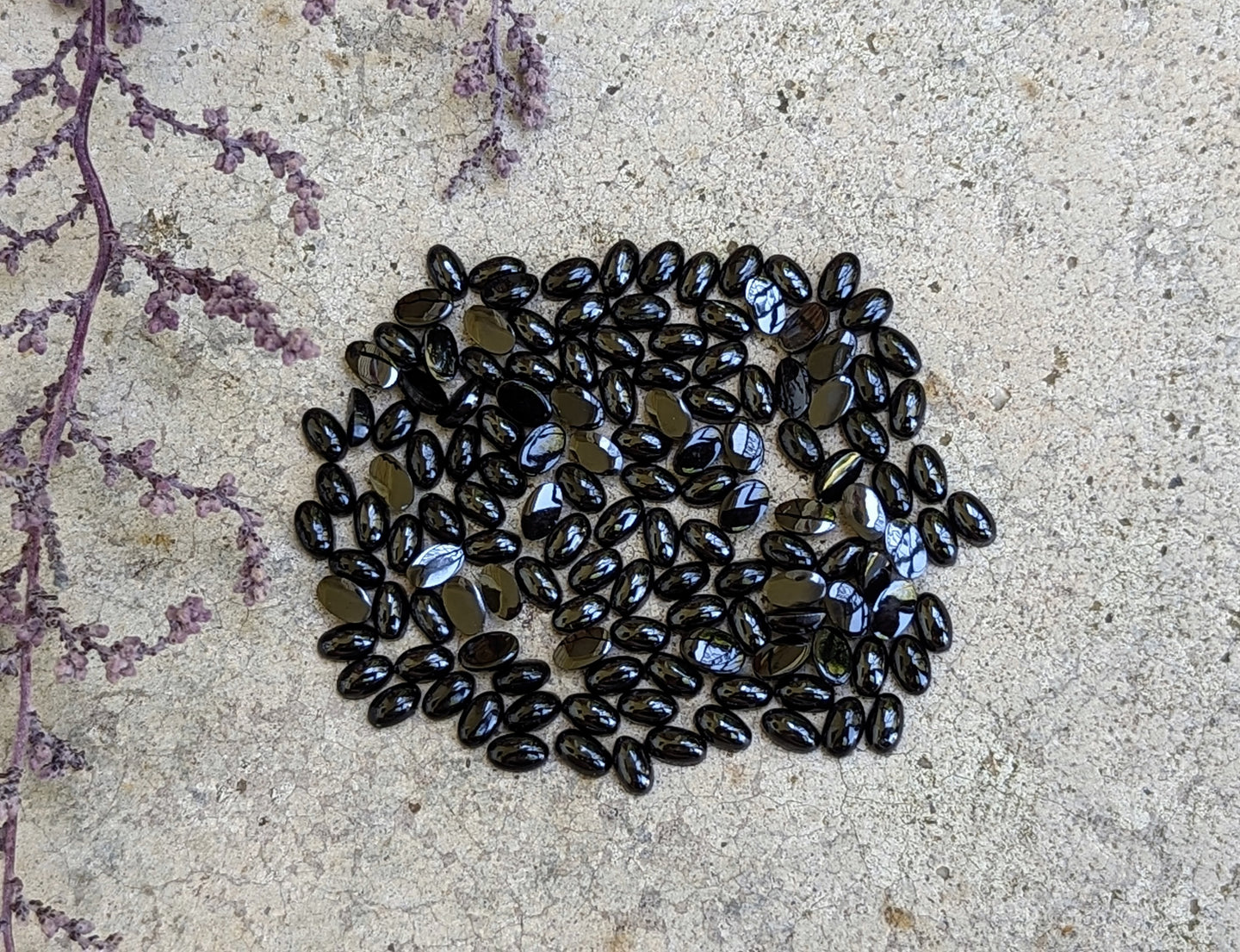 Black Spinel Oval Cabochons - 3x5mm