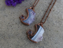 Load image into Gallery viewer, Handmade Amethyst and Agate Druzy Moon and Star Pendant
