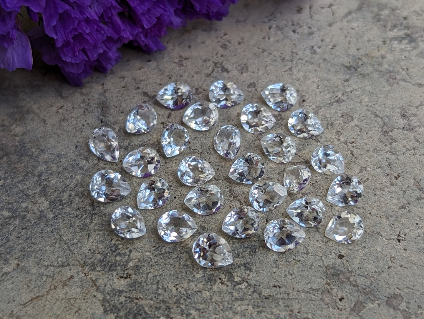 White Topaz Teardrop Facets - 4x5mm