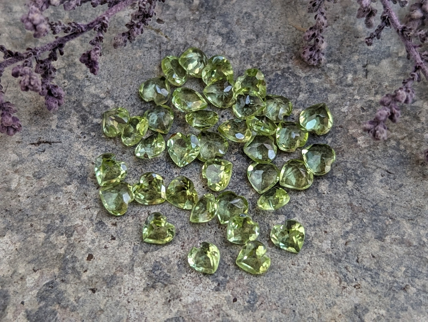 Peridot Heart Facets - 3.5mm