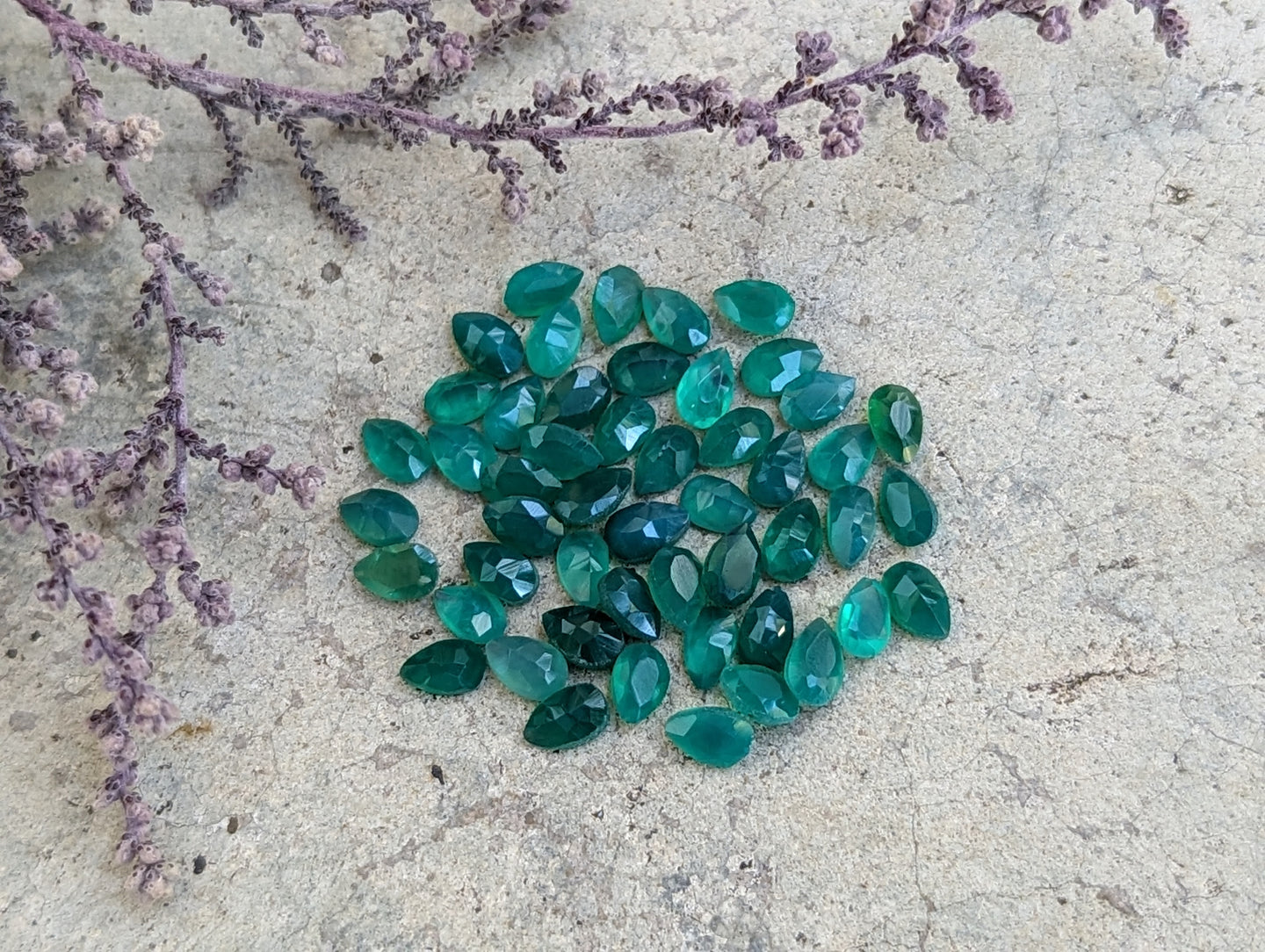 Green Onyx Teardrop Facets - 3x5mm