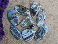 Owyhee Blue Opal with Moss Agate Cabochons - Large