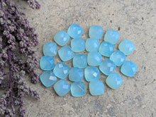 Load image into Gallery viewer, Blue Chalcedony Rose Cut Cushion (Square) Cabochons - 8mm
