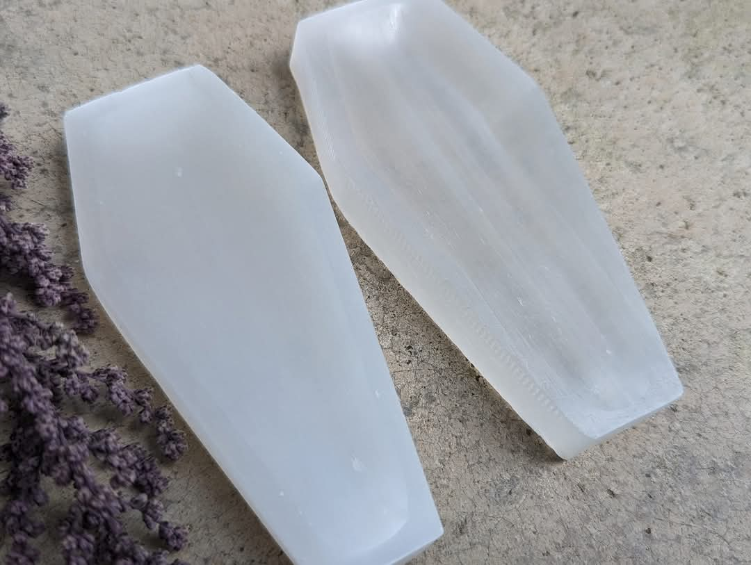 Selenite Satine Spar Coffin Dish