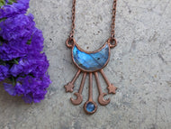 Handmade Labradorite Moons and Stars Pendant
