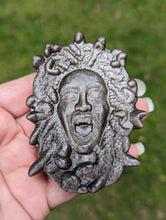 Load image into Gallery viewer, Silver Sheen Obsidian Medusa Carving
