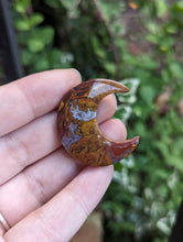 Load image into Gallery viewer, Scenic Red Moss Agate Crescent Moon Cabochons
