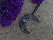 Load image into Gallery viewer, Moonstone Crescent Moon Pendant
