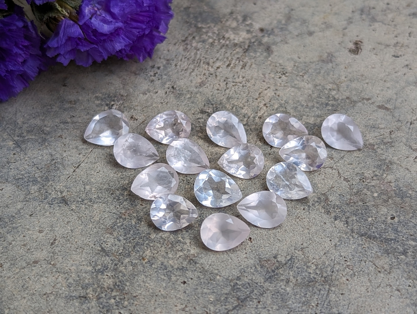 Rose Quartz Teardrop Facets - 6x8mm