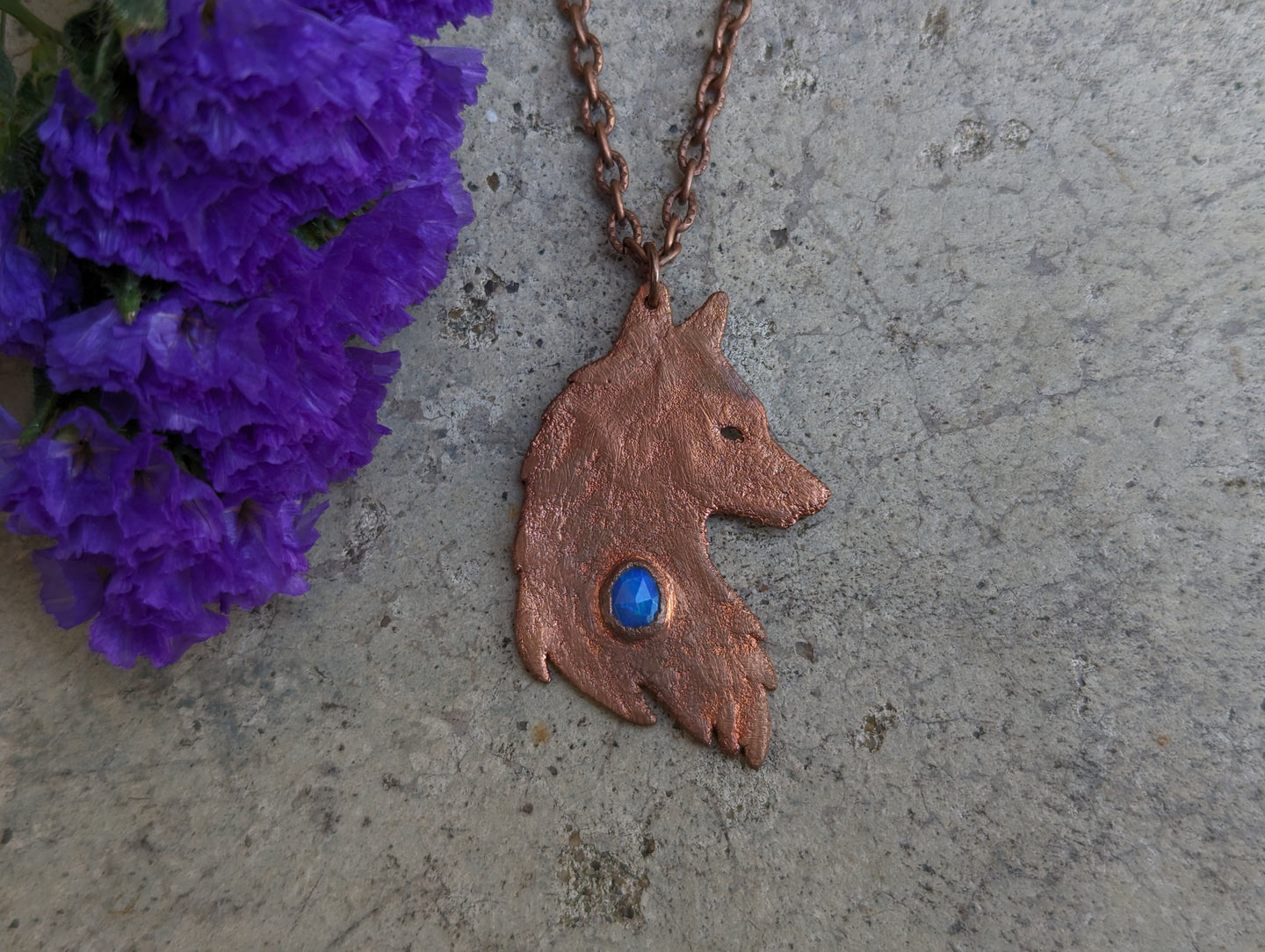 Handmade Ethiopian Welo Opal Wolf Silhouette Pendant